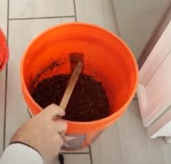 coco coir substrate in bucket