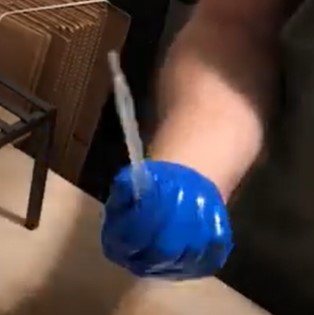 cleaning pipette with alcohol